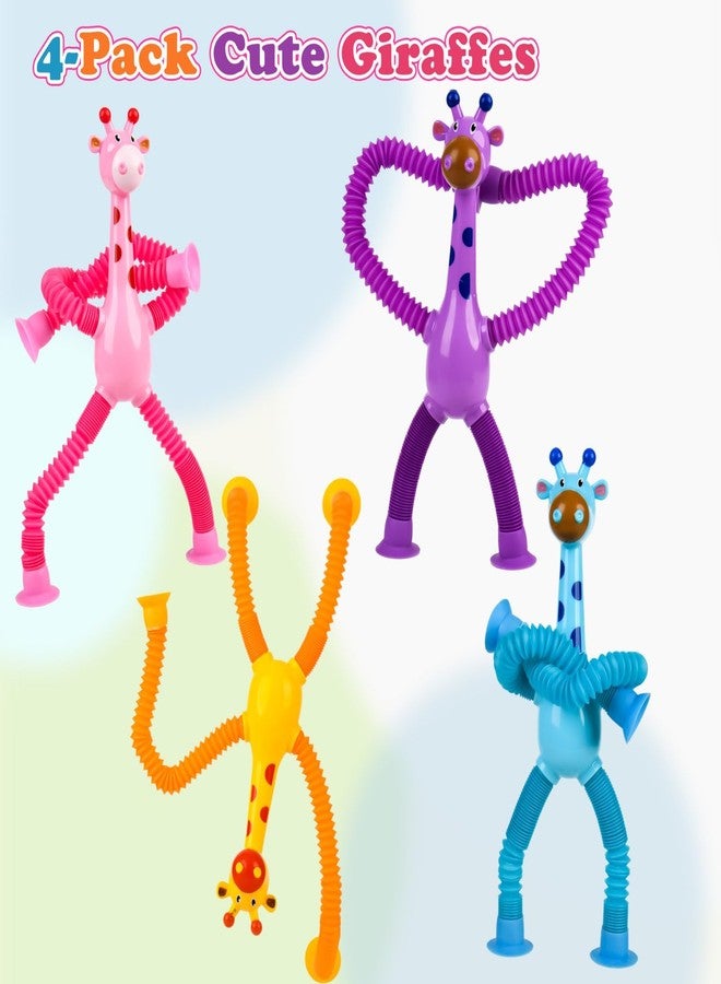 UMIKOOL DIRECT 4 Pack Telescopic Suction Cup Giraffe Toy, Pop Tube Sensory Fidget Toys for Autism, Airplane Travel Essentials, Educational Fidget Toys, Great Idea for Boys and Girls - Image 5
